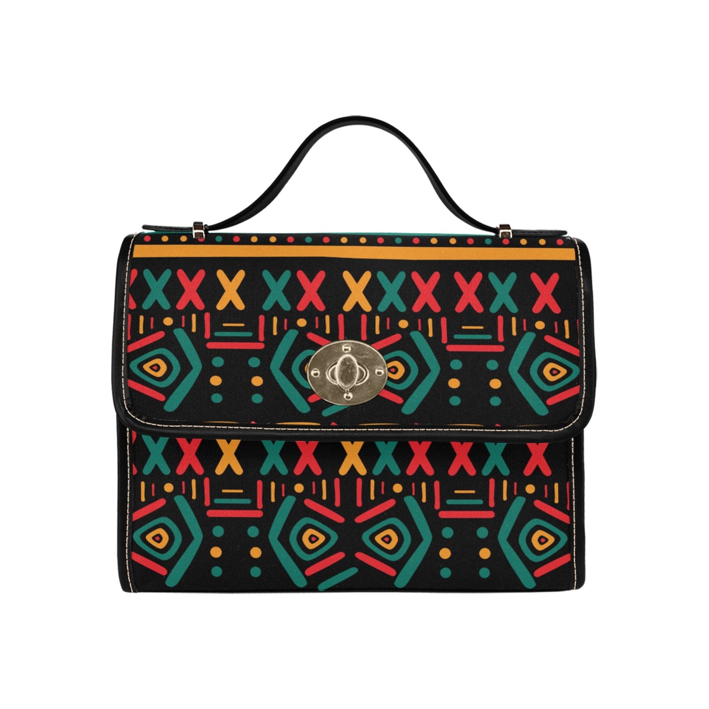 Black Multicolor African Print Handbag