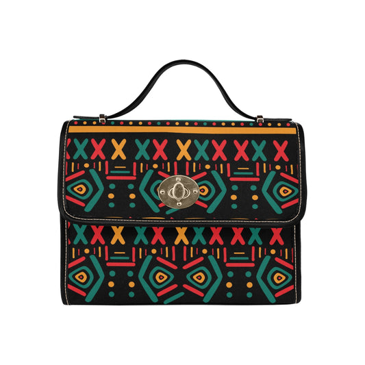Black Multicolor African Print Handbag