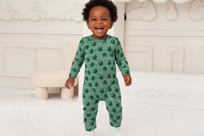 Dark Green Waves Ankara Pattern Baby Jumpsuit