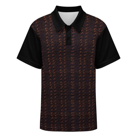 Black & Brown African Print Buttoned Polo Shirt