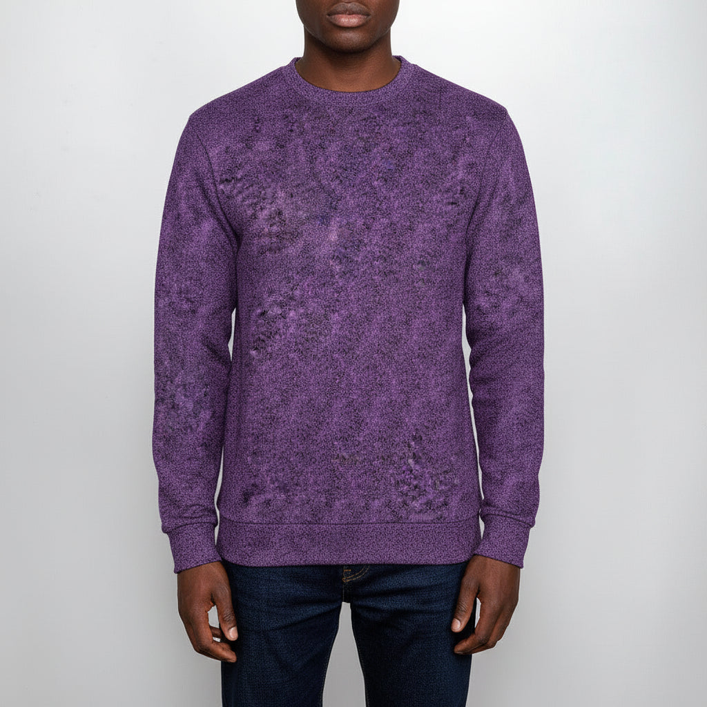 Men's Purple & Black Pattern Crew Neck Sweater