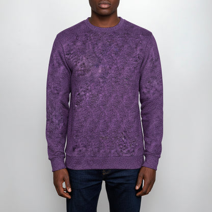 Men's Purple & Black Pattern Crew Neck Sweater
