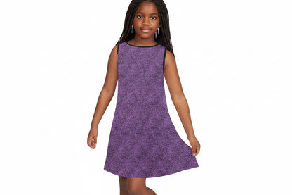 Purple & Black Pattern Sleeveless Dress