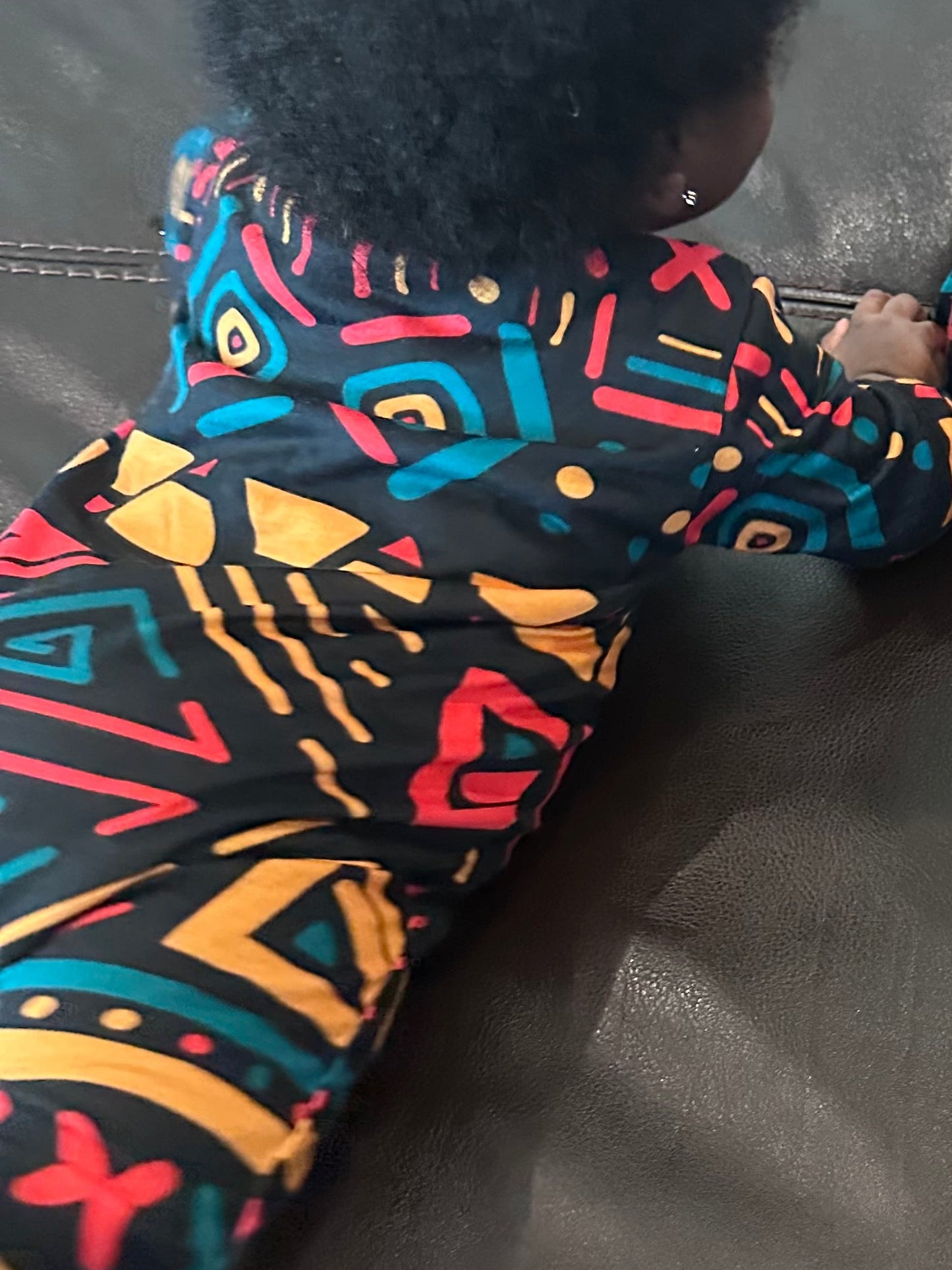 Green, Red, Yellow Traditional African Pattern Baby Jumpsuit