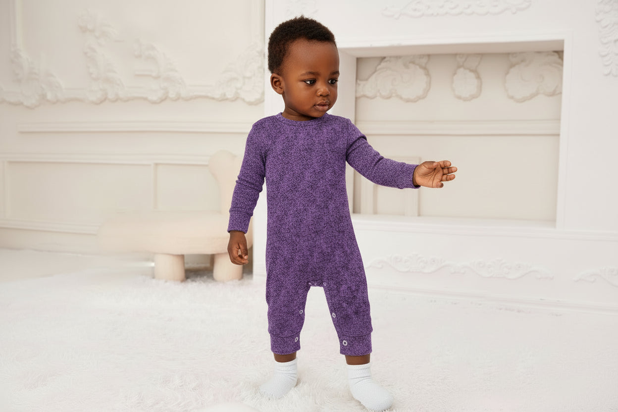Purple & Black Pattern Baby Jumpsuit
