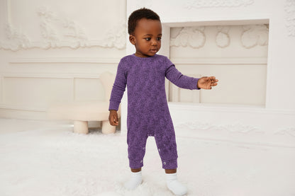 Purple & Black Pattern Baby Jumpsuit