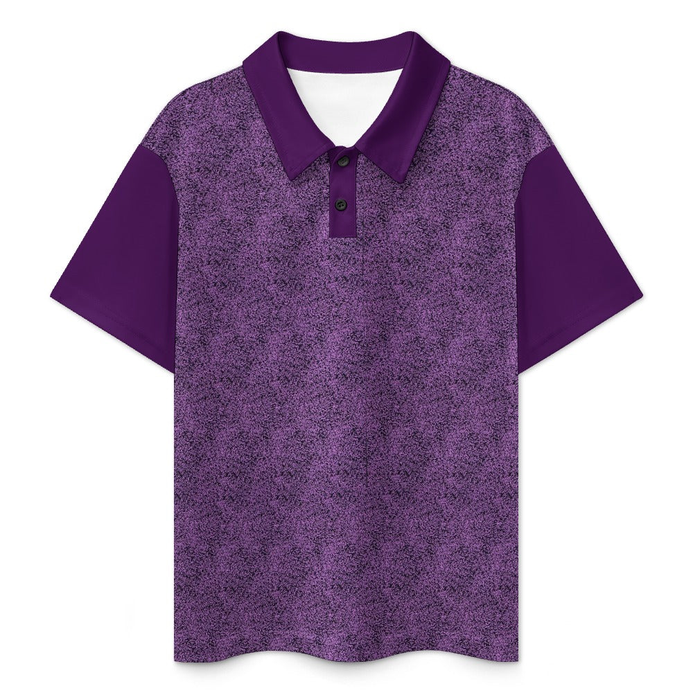 Purple & Black Pattern Buttoned Polo Shirt