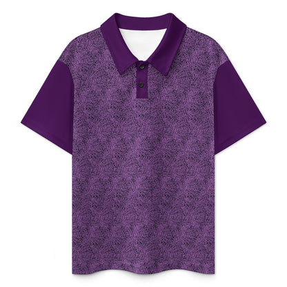 Purple & Black Pattern Buttoned Polo Shirt