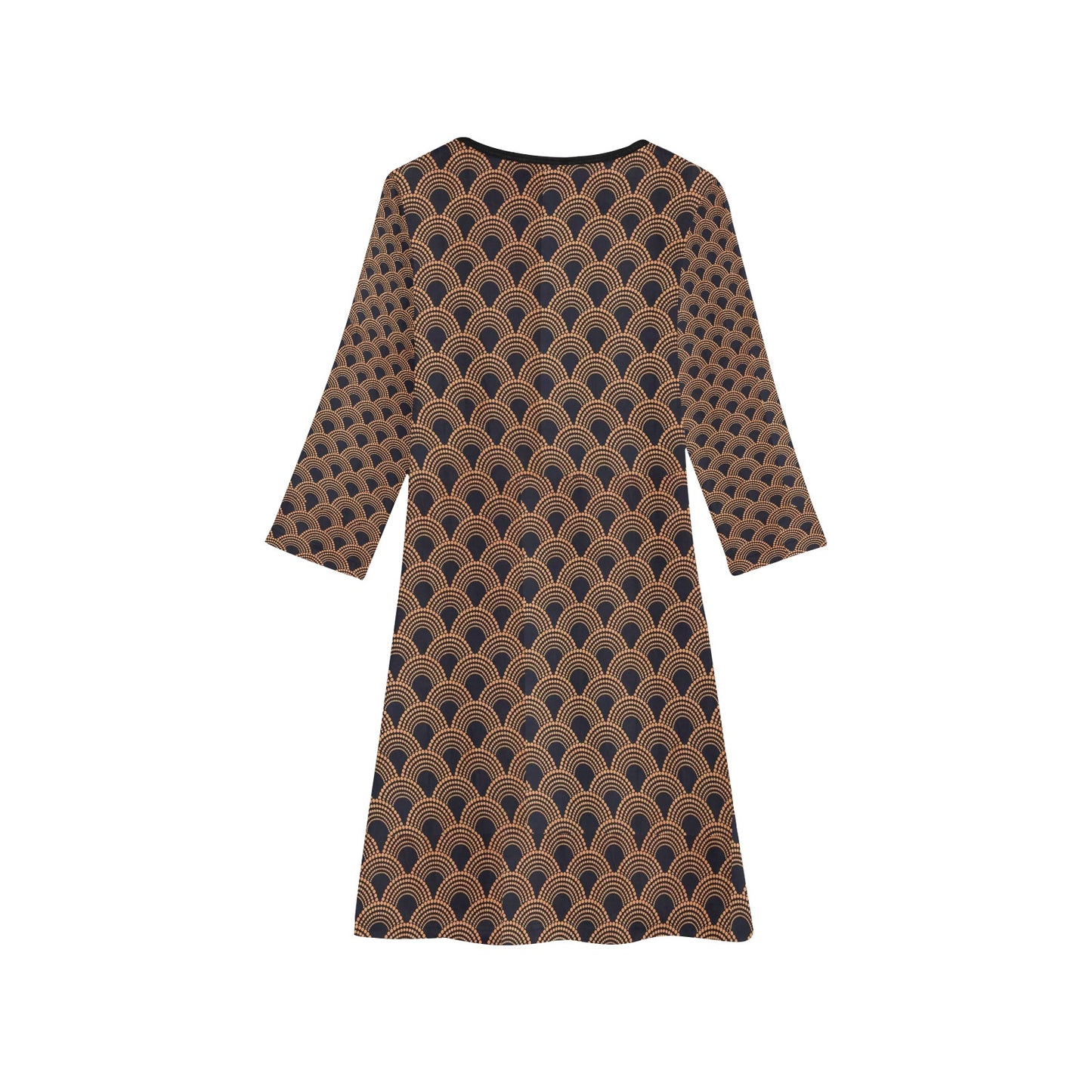 Black & Gold African pattern Long Sleeve Dress