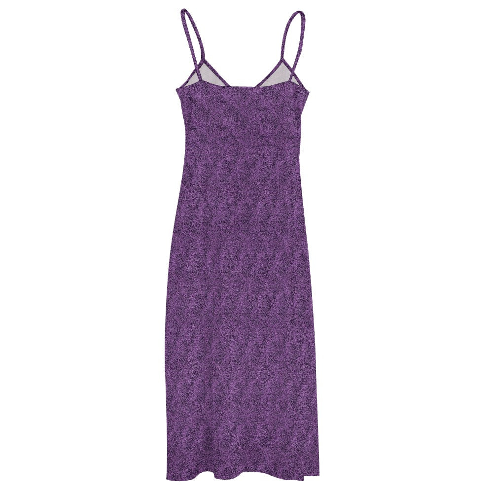 Women's Purple & Black Pattern Sleeveless Maxi Dress