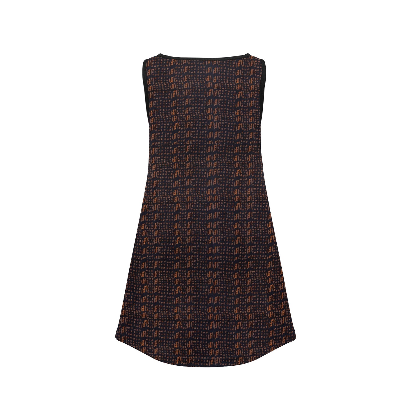 Black & Brown African Print Sleeveless Dress