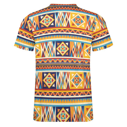 Men's Multicolor African Geometric Pattern Cotton T-shirt