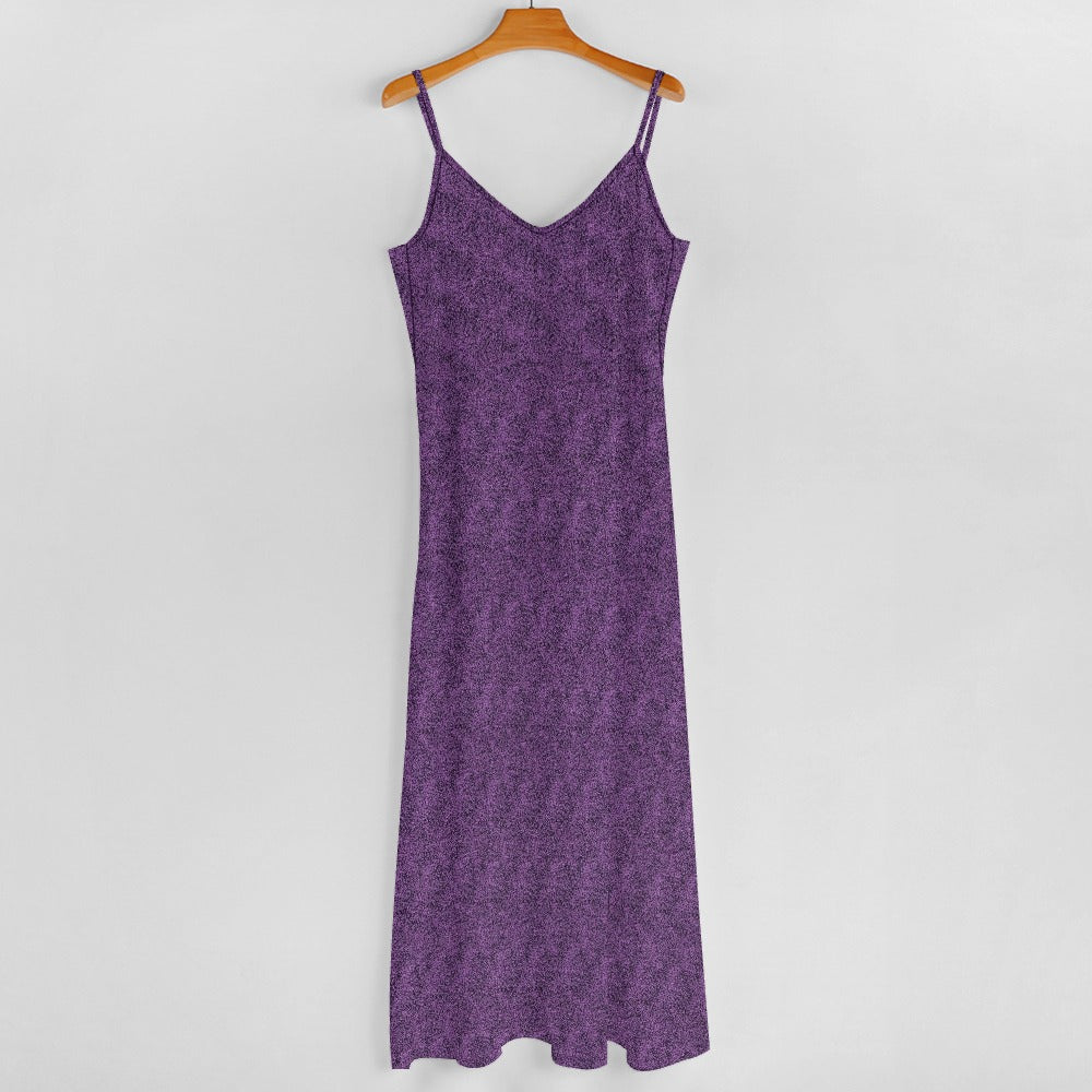 Women's Purple & Black Pattern Sleeveless Maxi Dress