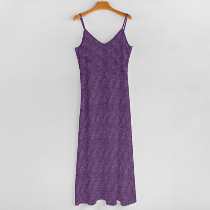 Women's Purple & Black Pattern Sleeveless Maxi Dress