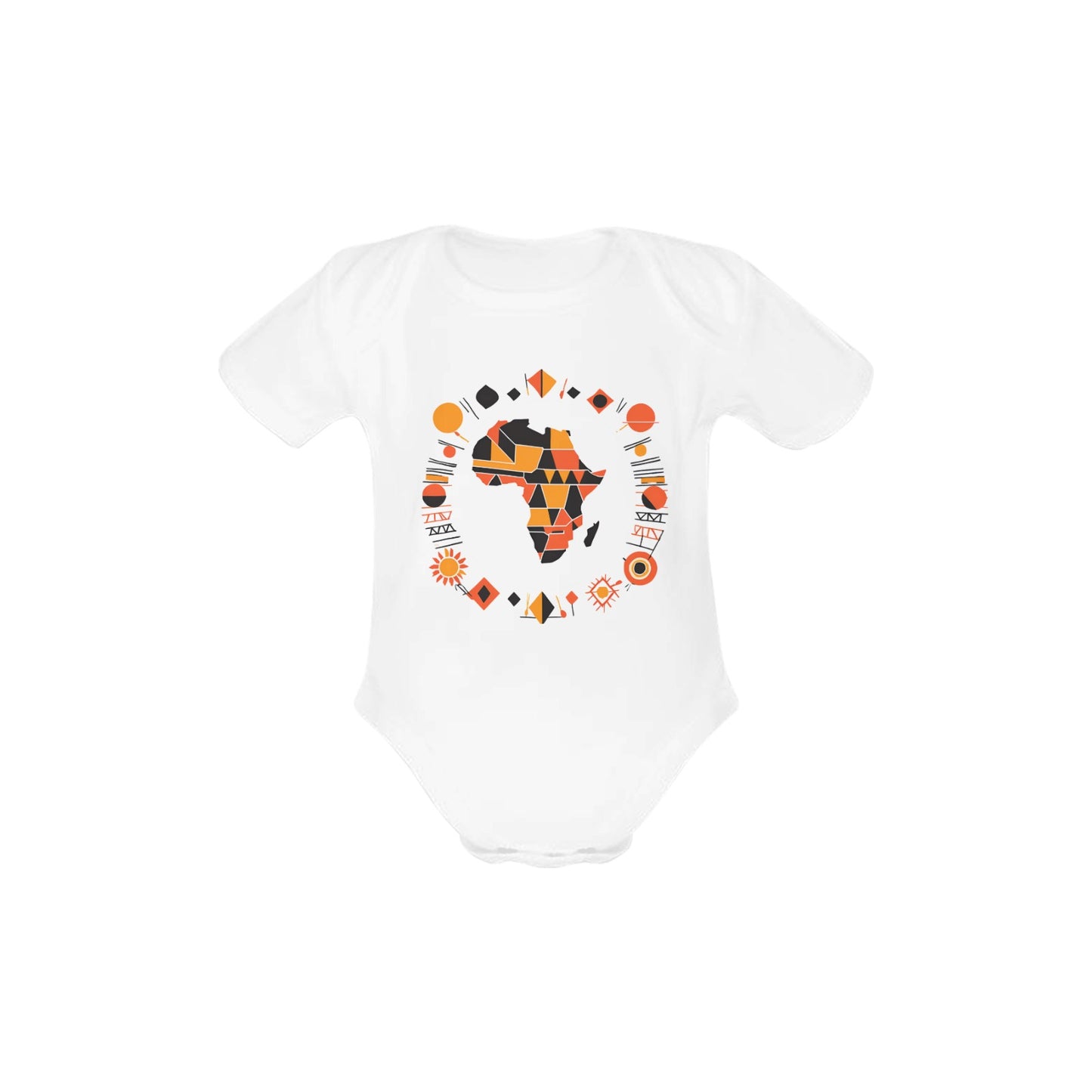 Organic Short Sleeve Abstract Africa Logo Baby Bodysuit