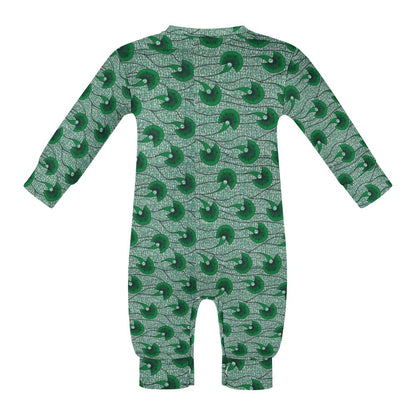 Dark Green Waves Ankara Pattern Baby Jumpsuit