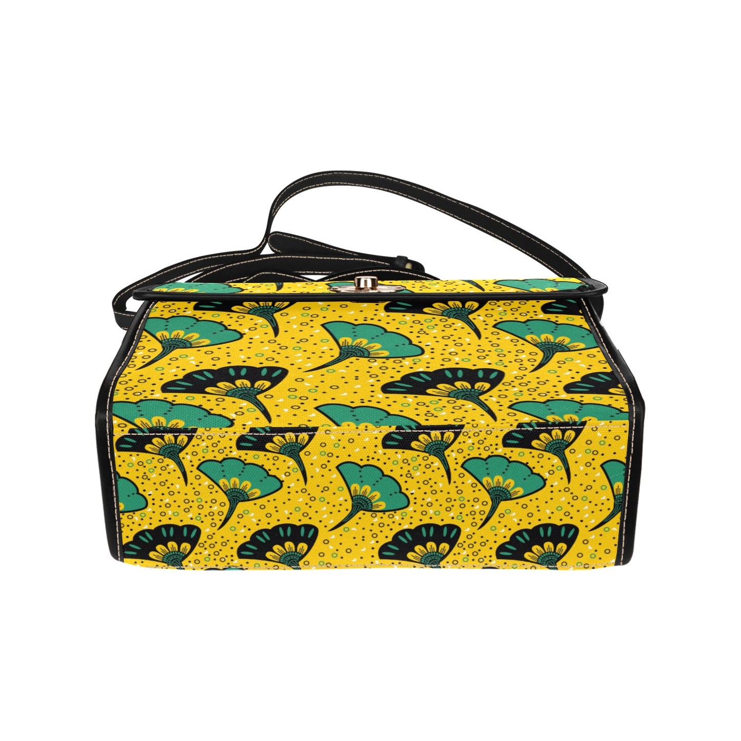 Yellow & Green Ankara Flower Print Handbag