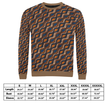 Men's Blue and Brown Ankara Waves Pattern Sweatshirt