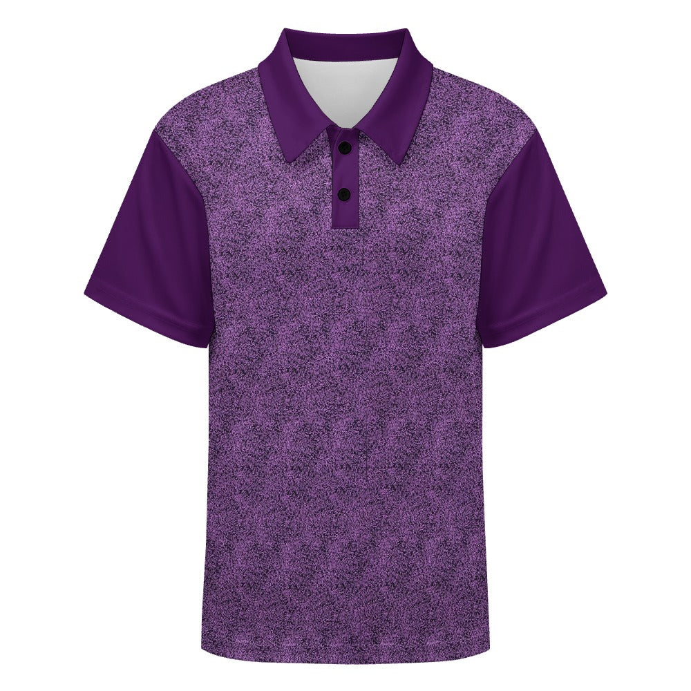 Purple & Black Pattern Buttoned Polo Shirt