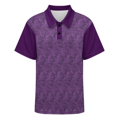 Purple & Black Pattern Buttoned Polo Shirt