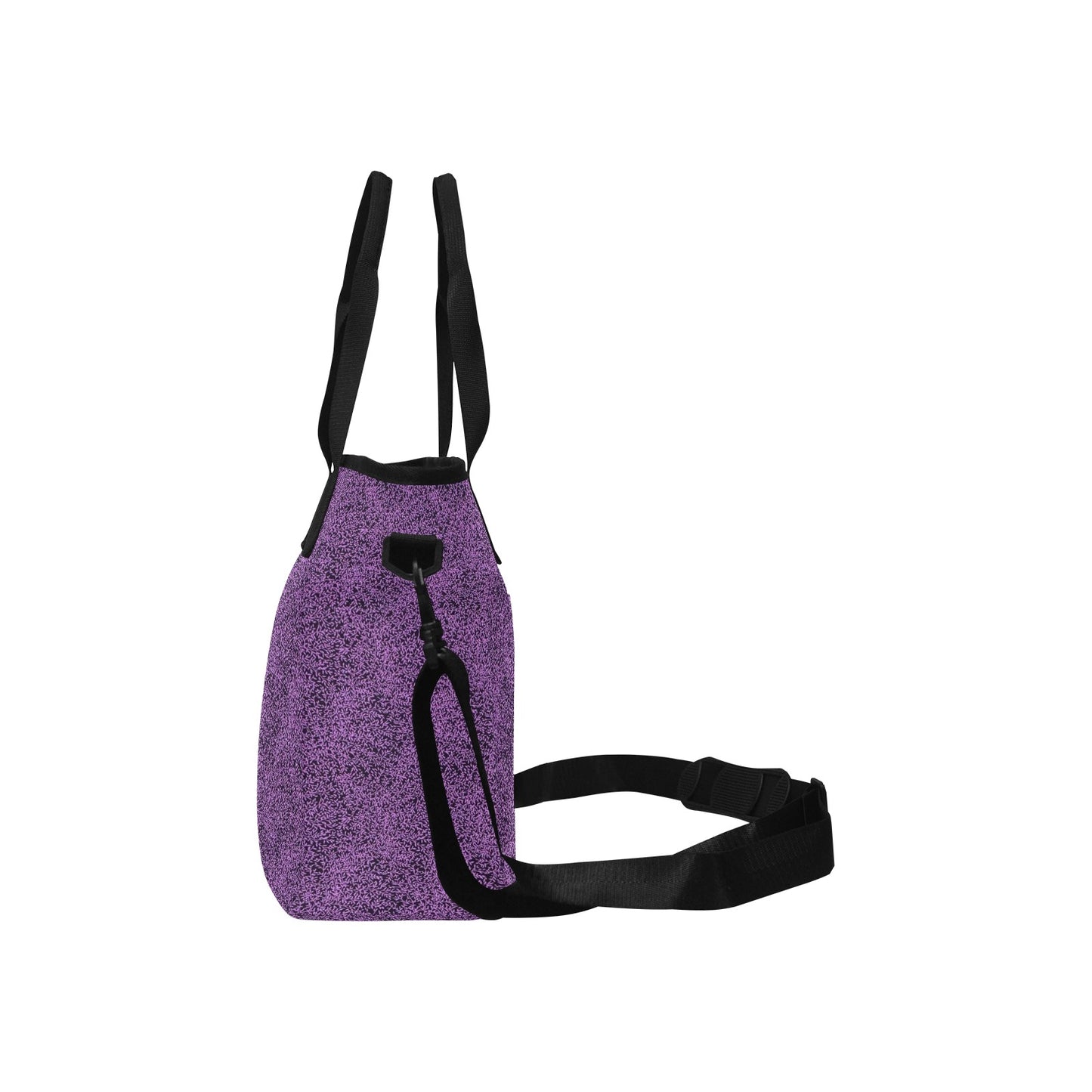 Purple & Blsck Pattern Tote Bag with Shoulder Strap
