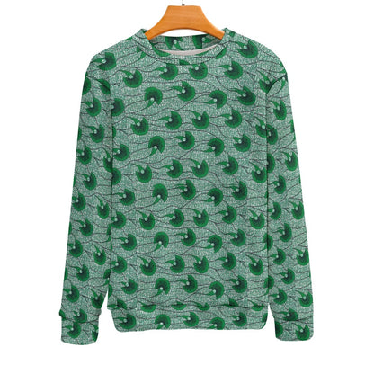 Men's Dark Green Waves Ankara Pattern Crew Neck Sweater