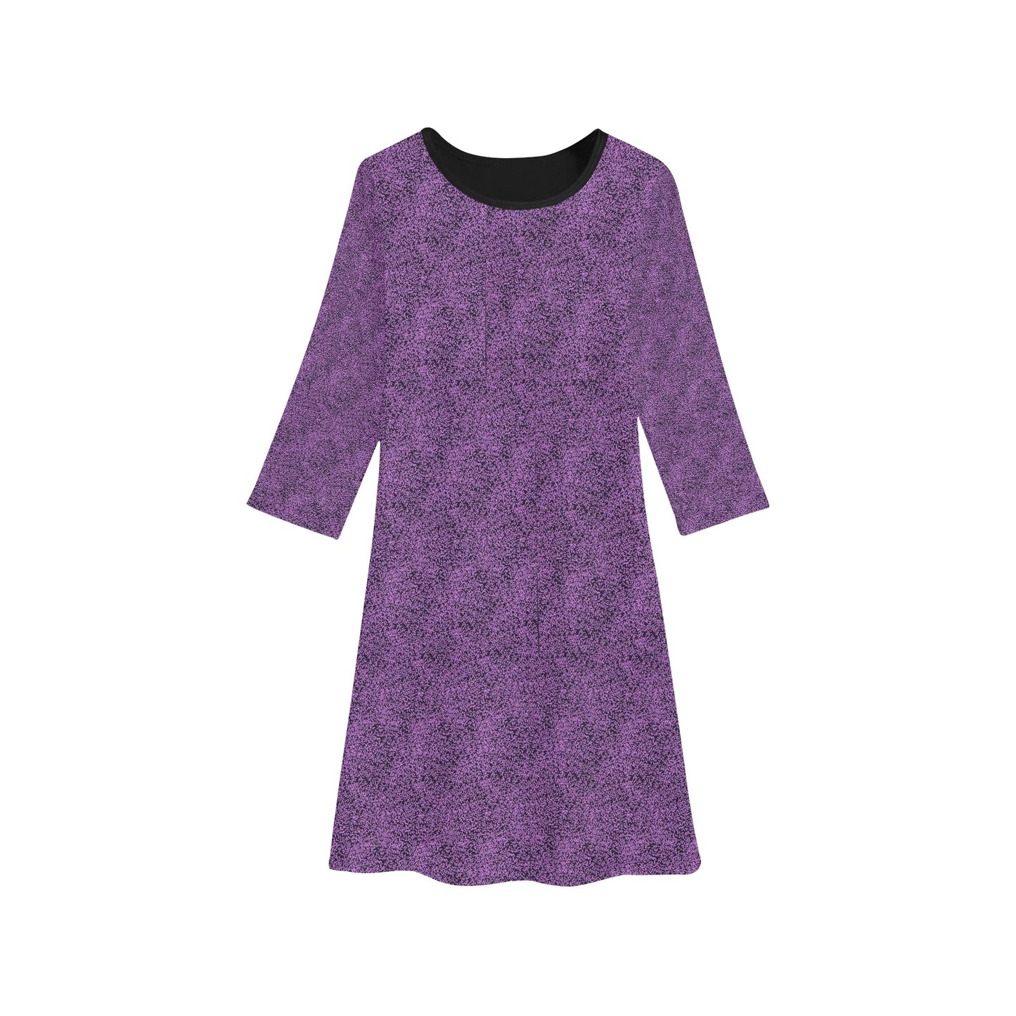Purple & Black Pattern Long Sleeve Dress