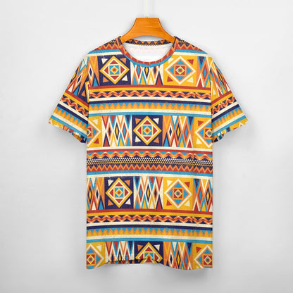 Men's Multicolor African Geometric Pattern Cotton T-shirt