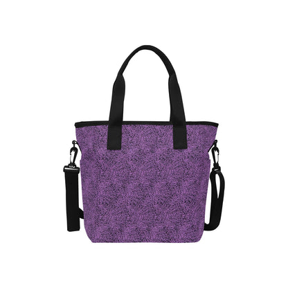 Purple & Blsck Pattern Tote Bag with Shoulder Strap