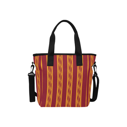 Red & Yellow African Kente Print Tote Bag with Shoulder Strap