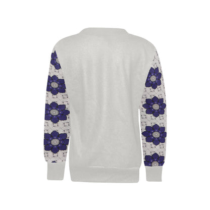Children's Blue and Grey Ankara Pattern Sweatshirt