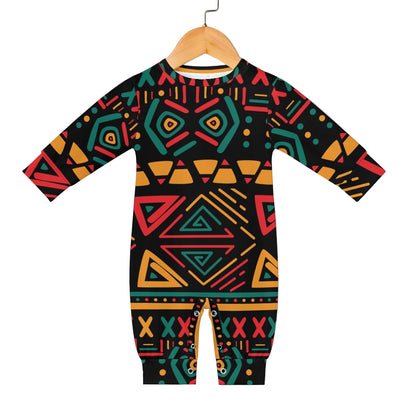 Green, Red, Yellow Traditional African Pattern Baby Jumpsuit