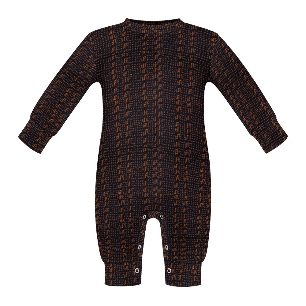 Black & Brown African Print Baby Romper