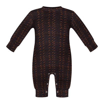 Black & Brown African Print Baby Romper