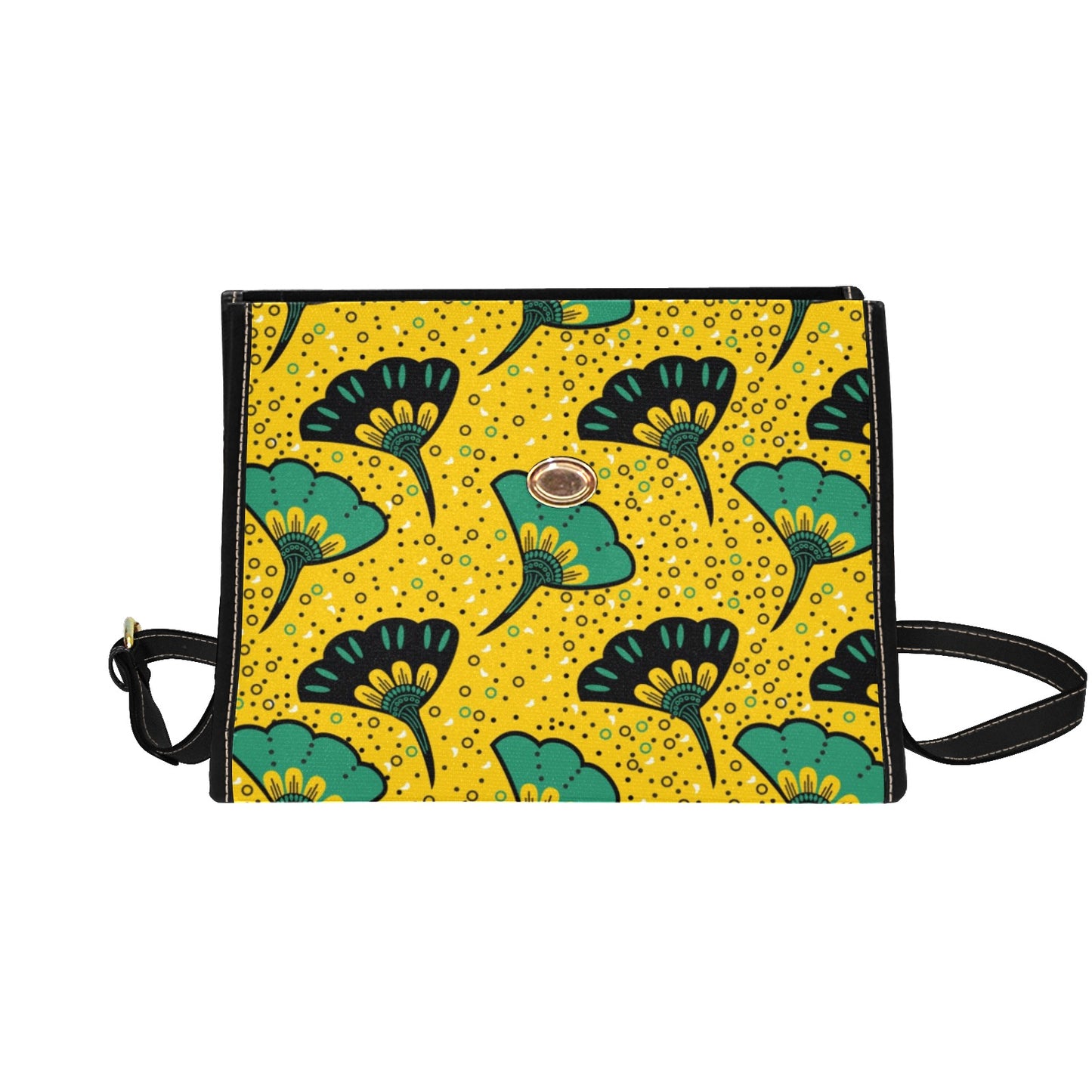 Yellow & Green Ankara Flower Print Handbag