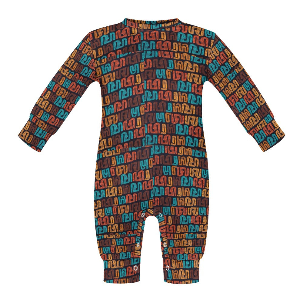 Brown Multicolor African Print Baby Jumpsuit