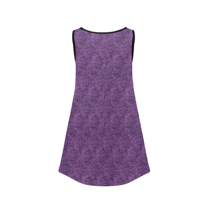 Purple & Black Pattern Sleeveless Dress