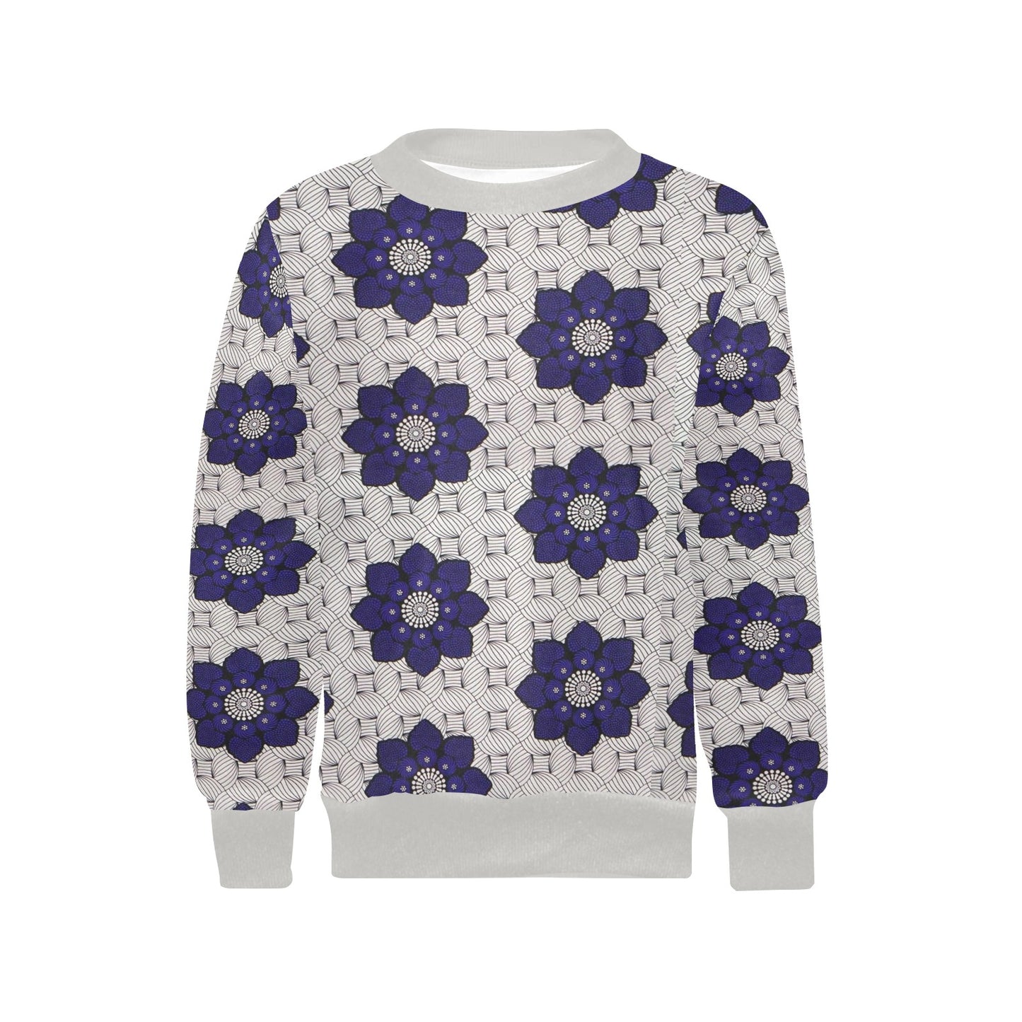 Children's Blue and Grey Ankara Pattern Sweatshirt