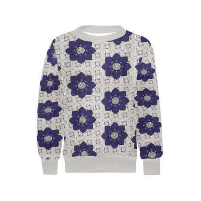 Children's Blue and Grey Ankara Pattern Sweatshirt