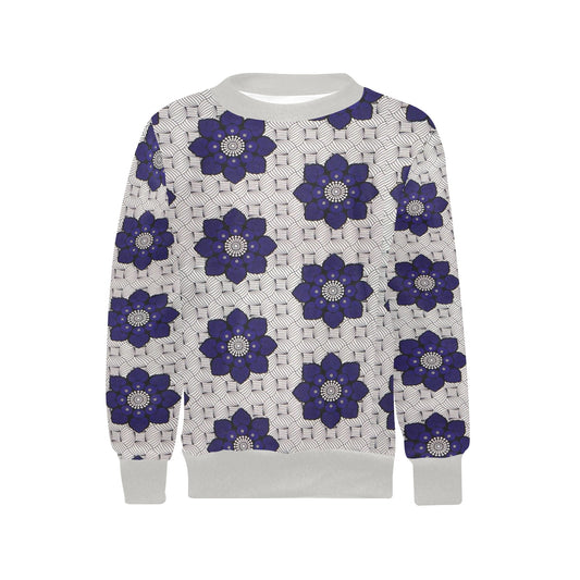 Children's Blue and Grey Ankara Pattern Sweatshirt