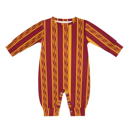 Red & Yellow African Kente Print Baby Jumpsuit
