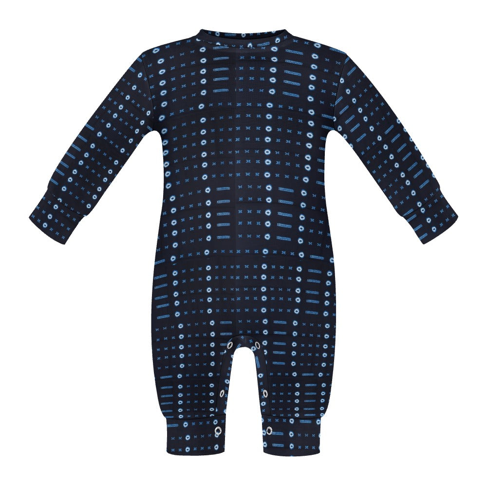 Blue Geometric African Print Baby Jumpsuit