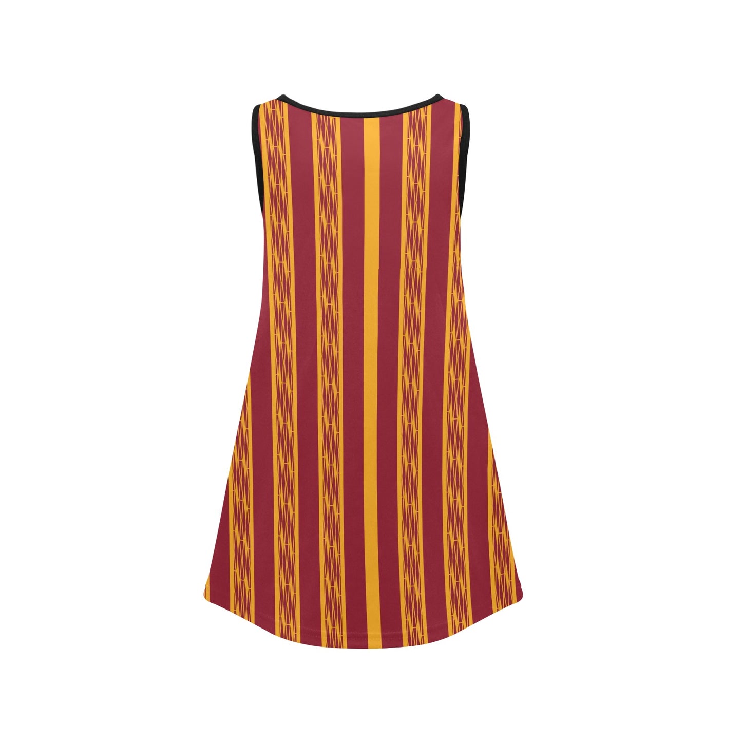 Red & Yellow African Kente Print Sleeveless Dress